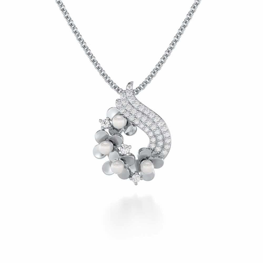 Pious Bloom Silver Pendant - White Gold - Image 1