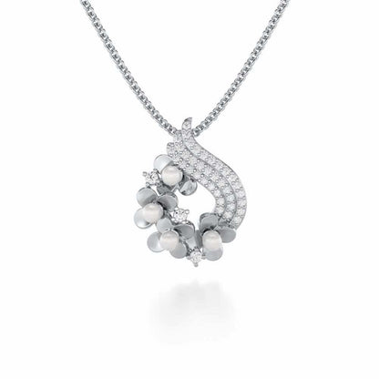 Pious Bloom Silver Pendant - White Gold - Image 1