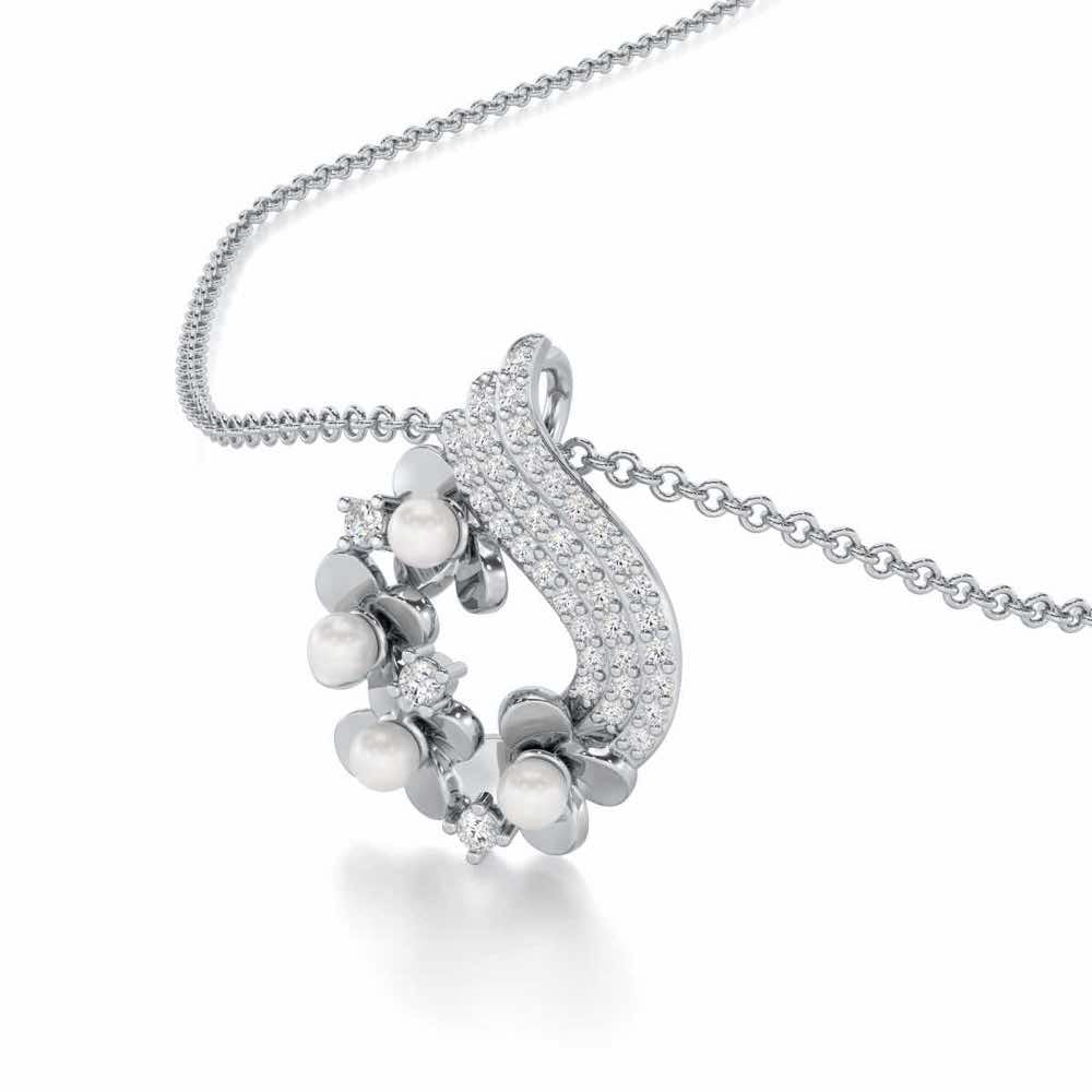 Pious Bloom Silver Pendant - White Gold - Image 2