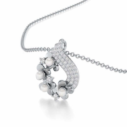 Pious Bloom Silver Pendant - White Gold - Image 2