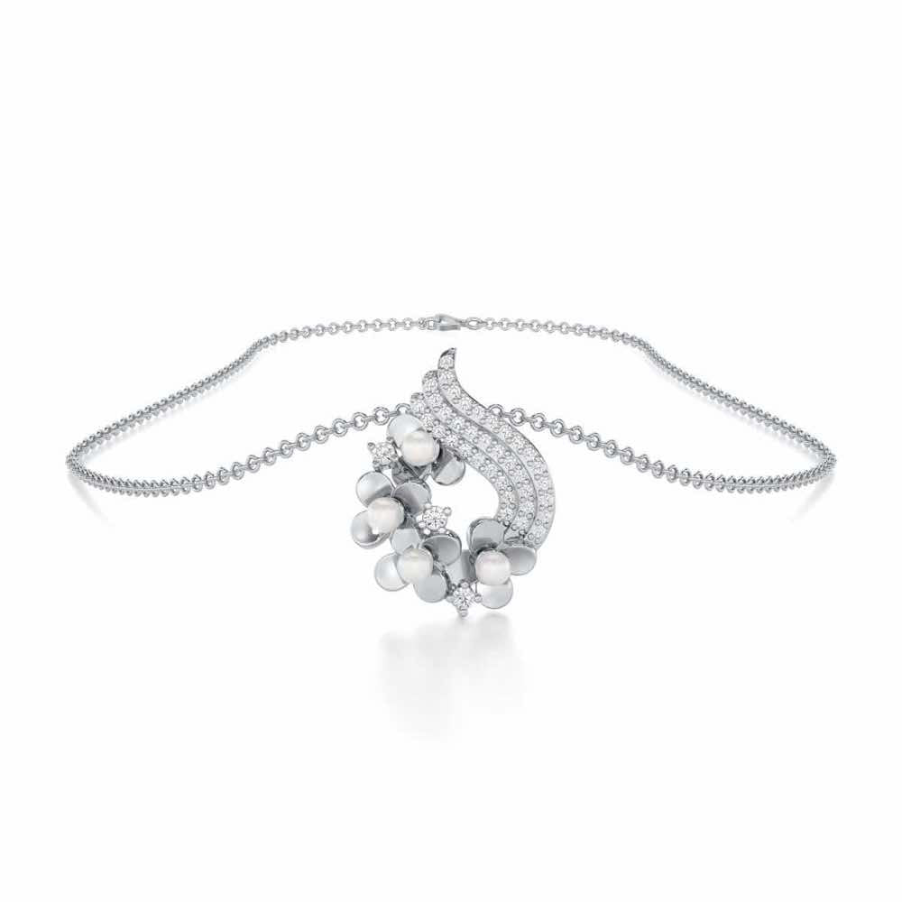 Pious Bloom Silver Pendant - White Gold - Image 3
