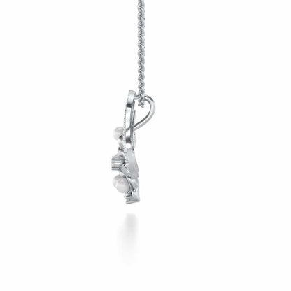 Pious Bloom Silver Pendant - White Gold - Image 4