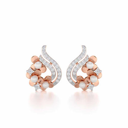 Pious Bloom Silver Stud Earrings - Rose Gold - Image 1