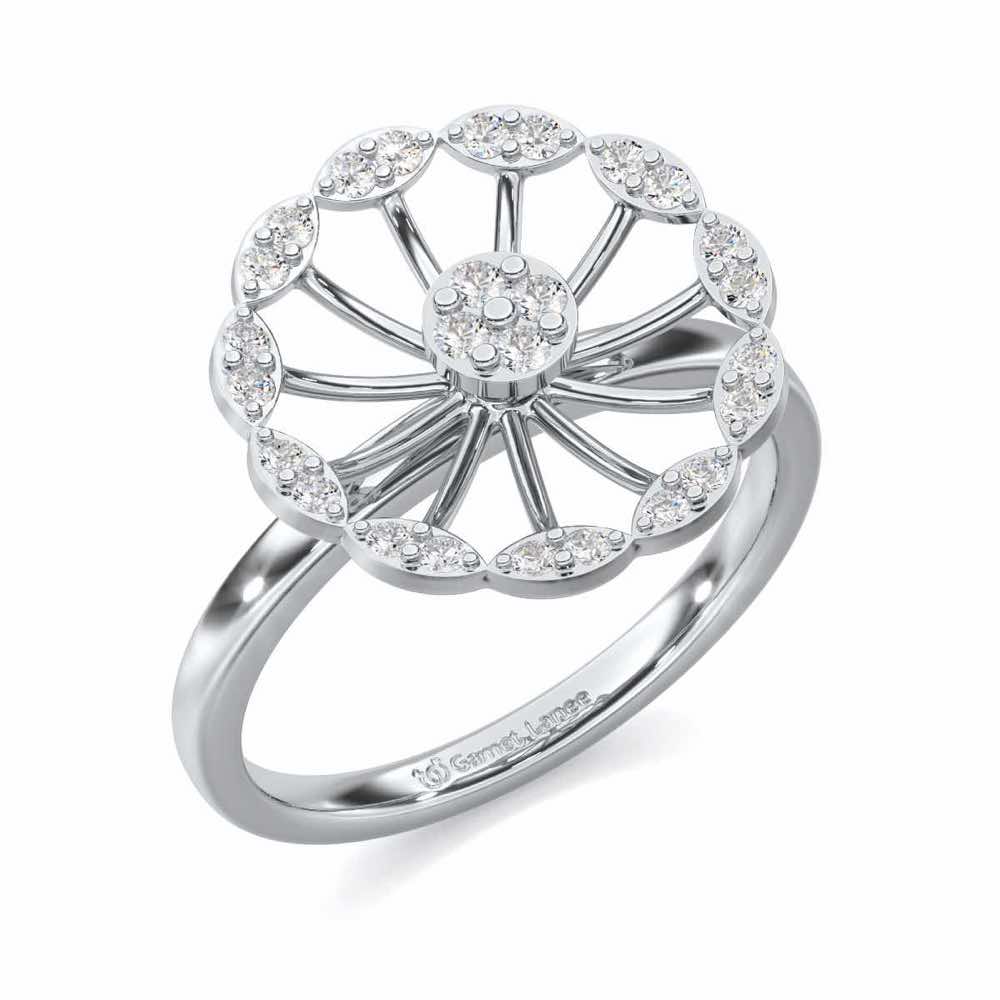 Pious Chakra Silver Ring - White Gold - Image 1
