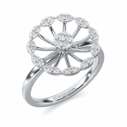 Pious Chakra Silver Ring - White Gold - Image 1