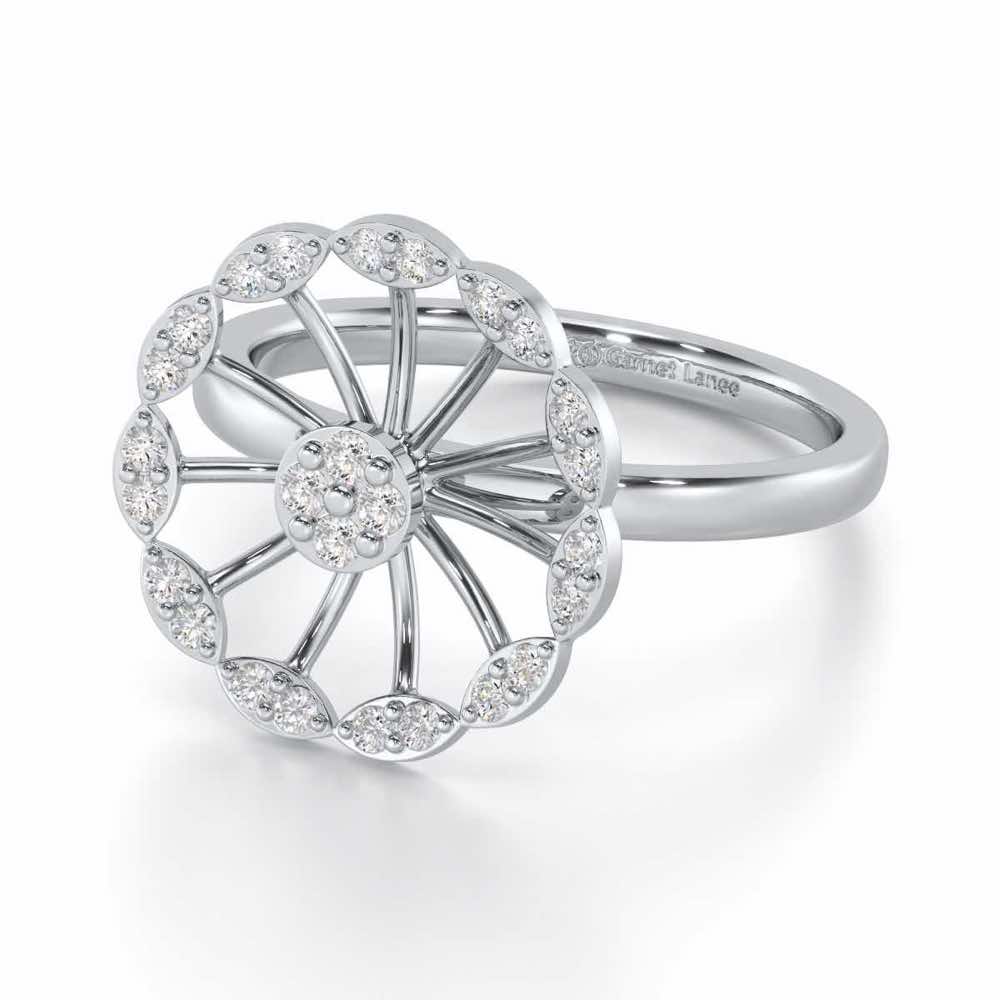Pious Chakra Silver Ring - White Gold - Image 2