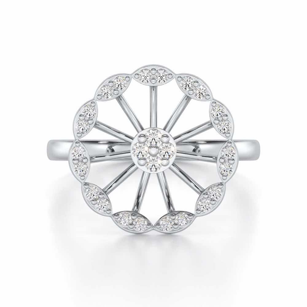 Pious Chakra Silver Ring - White Gold - Image 4