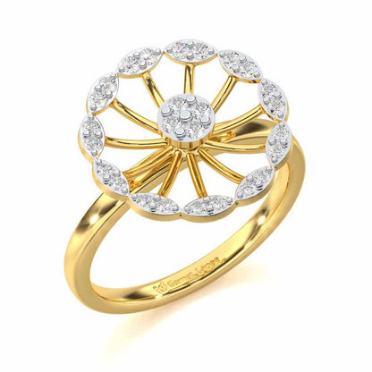 Pious Chakra Silver Ring - Yellow Gold - Image 1