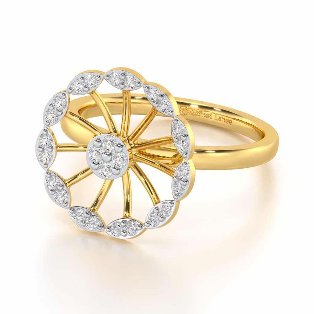 Pious Chakra Silver Ring - Yellow Gold - Image 2