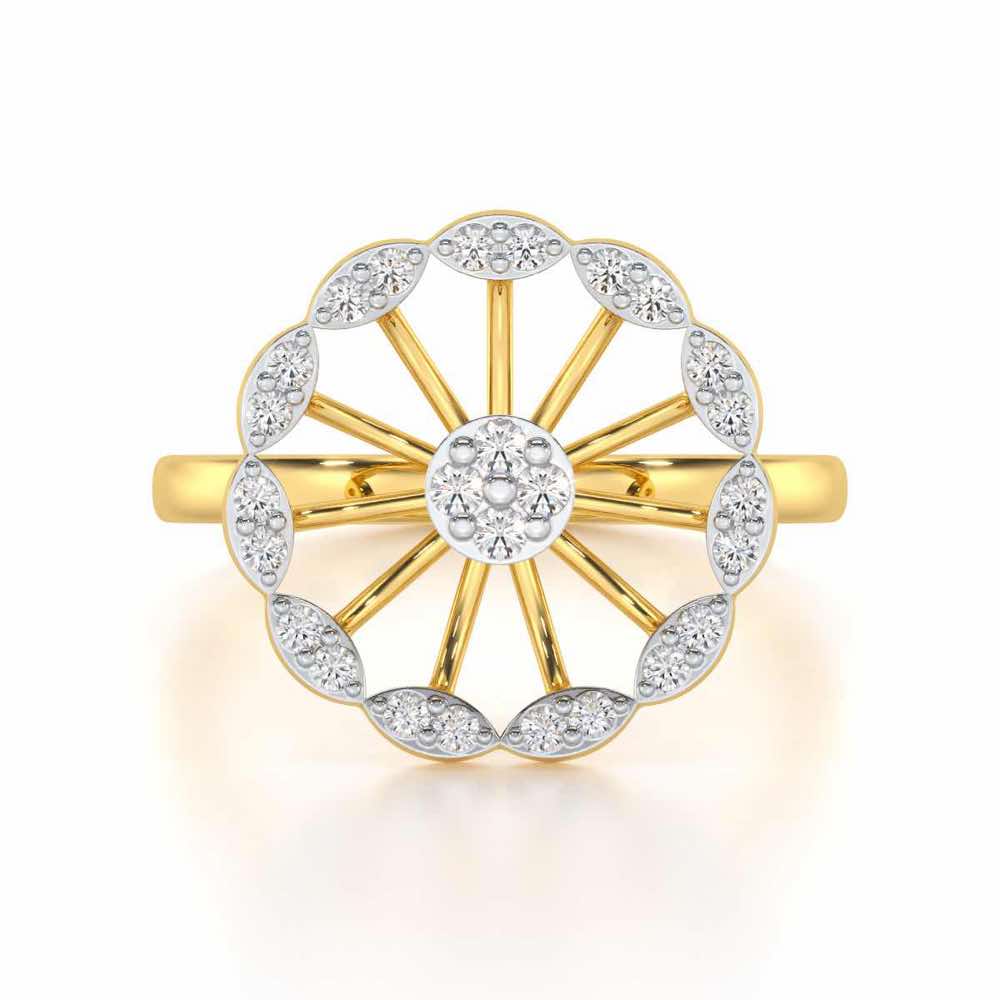 Pious Chakra Silver Ring - Yellow Gold - Image 4