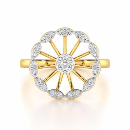 Pious Chakra Silver Ring - Yellow Gold - Image 4