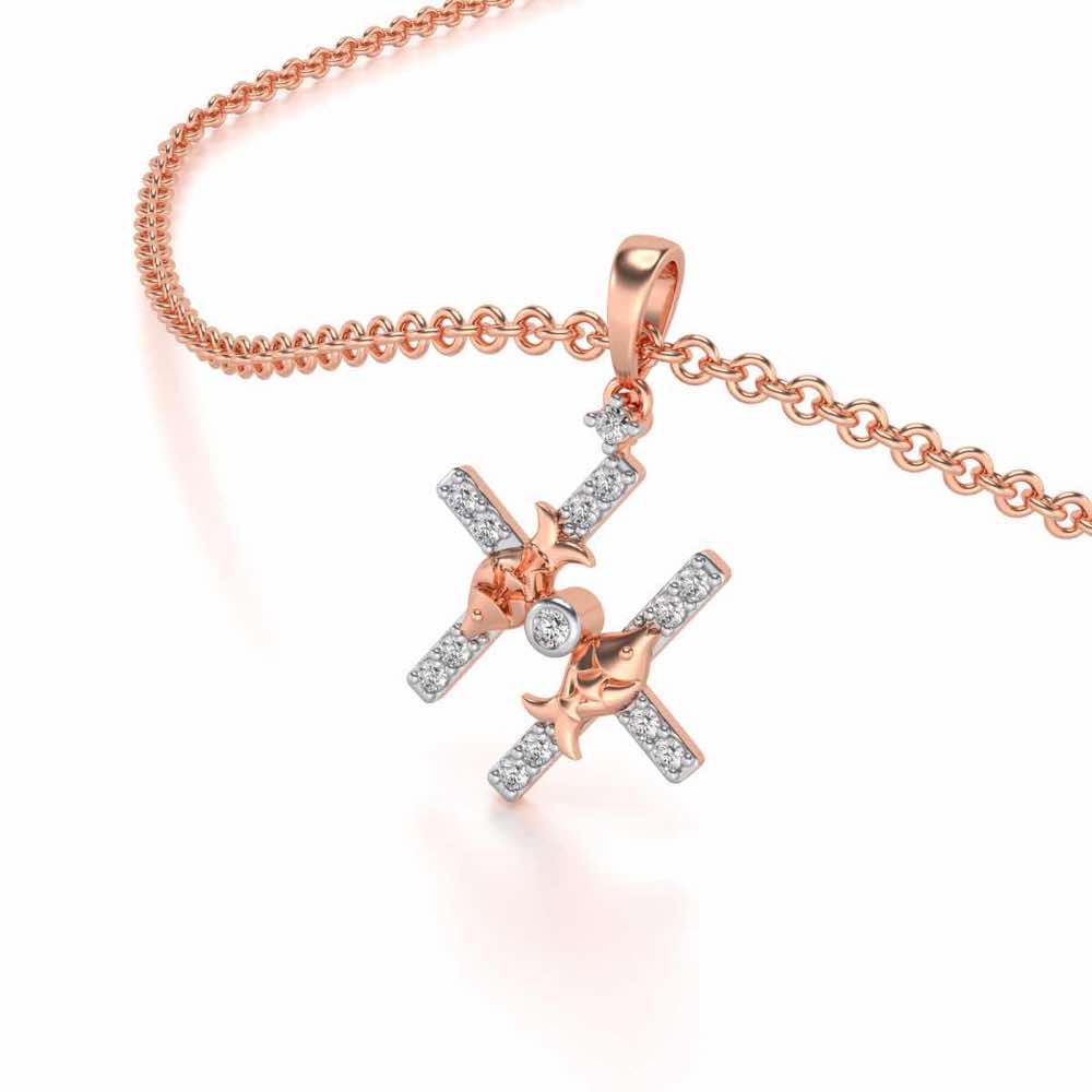Pisces Silver Pendant - Rose Gold - Image 1