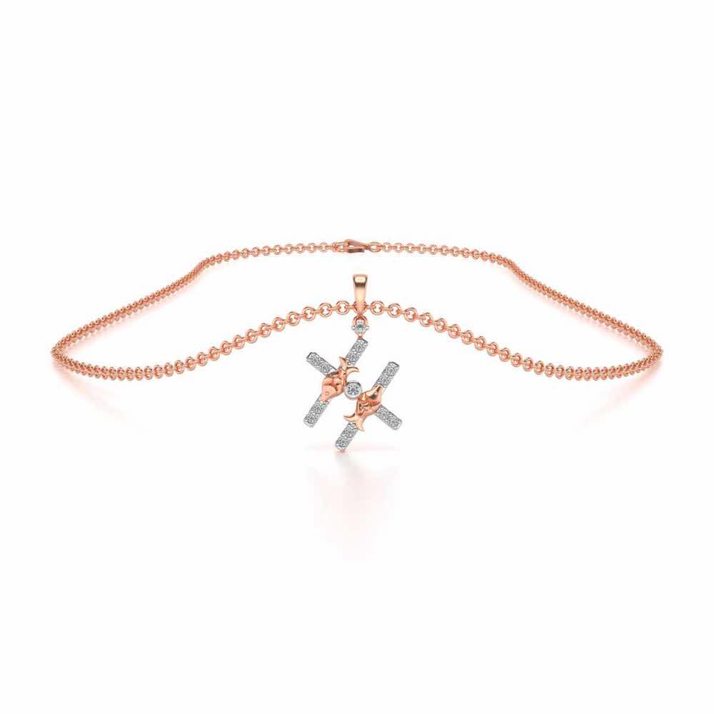 Pisces Silver Pendant - Rose Gold - Image 3