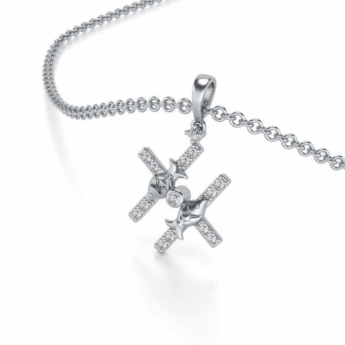 Pisces Silver Pendant - White Gold - Image 1