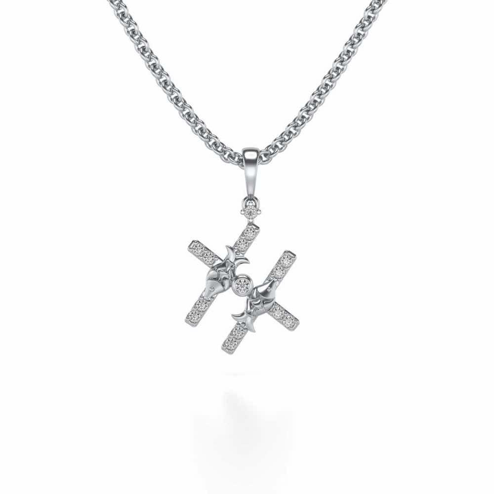 Pisces Silver Pendant - White Gold - Image 2