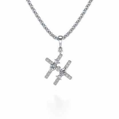 Pisces Silver Pendant - White Gold - Image 2