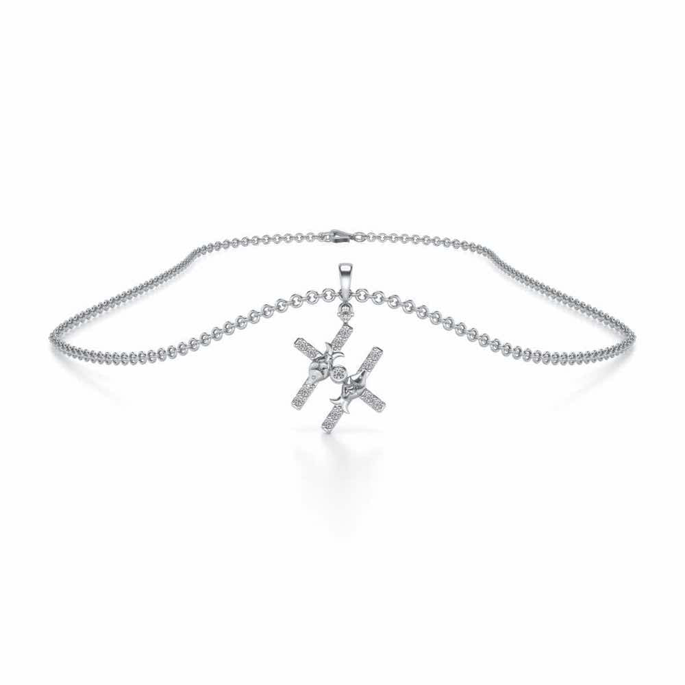 Pisces Silver Pendant - White Gold - Image 3