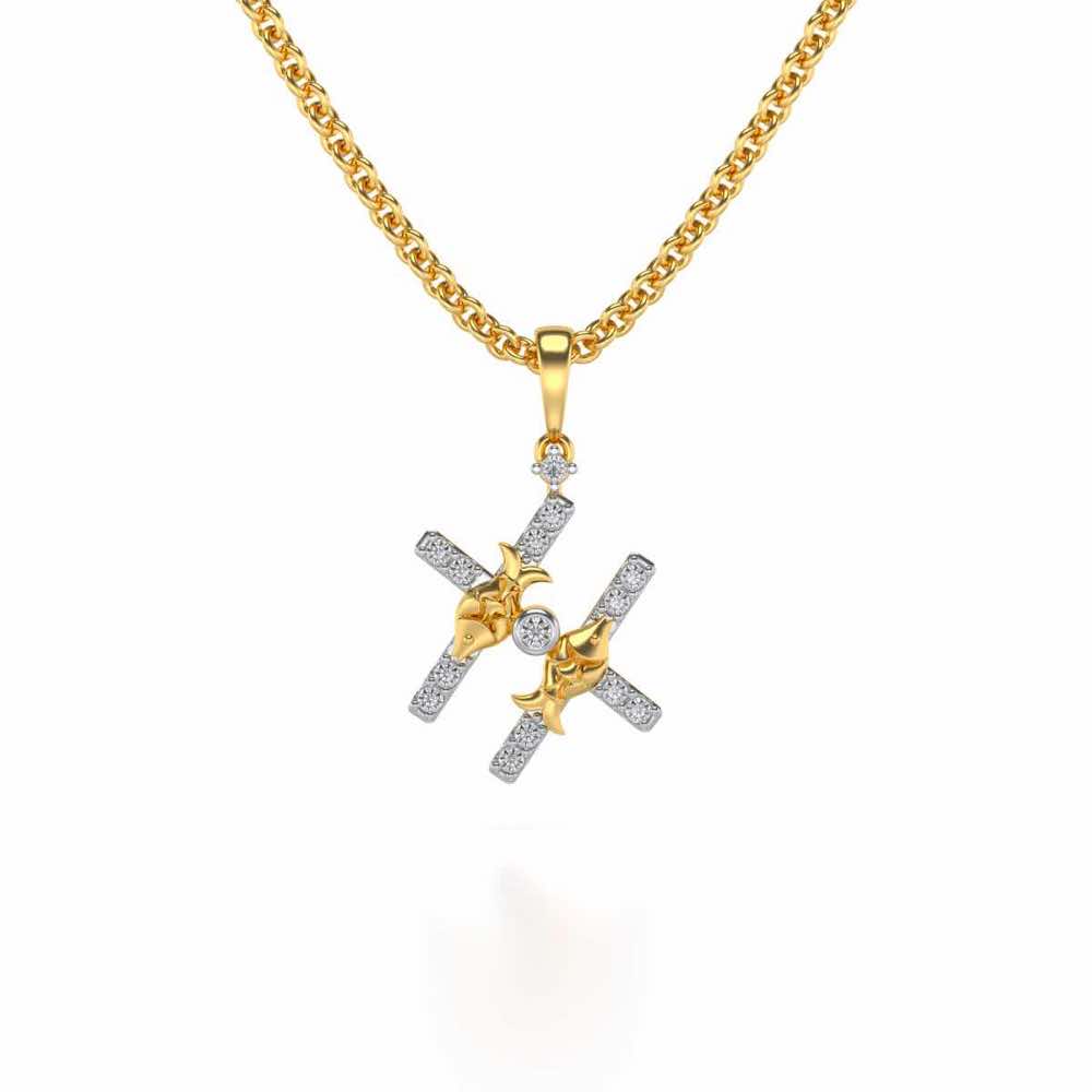 Pisces Silver Pendant - Yellow Gold - Image 2