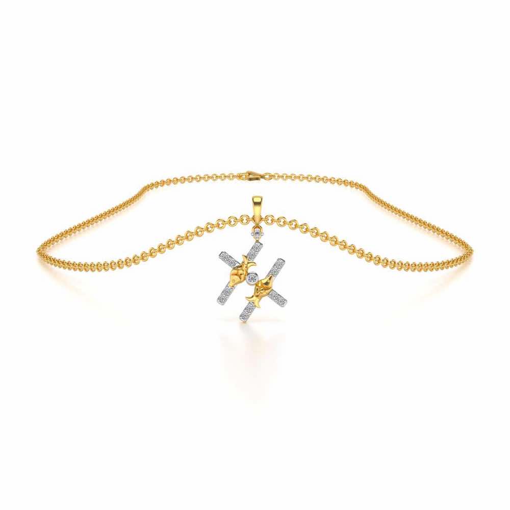 Pisces Silver Pendant - Yellow Gold - Image 3