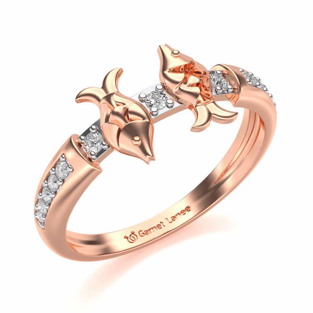 Pisces Silver Ring - Rose Gold - Image 1