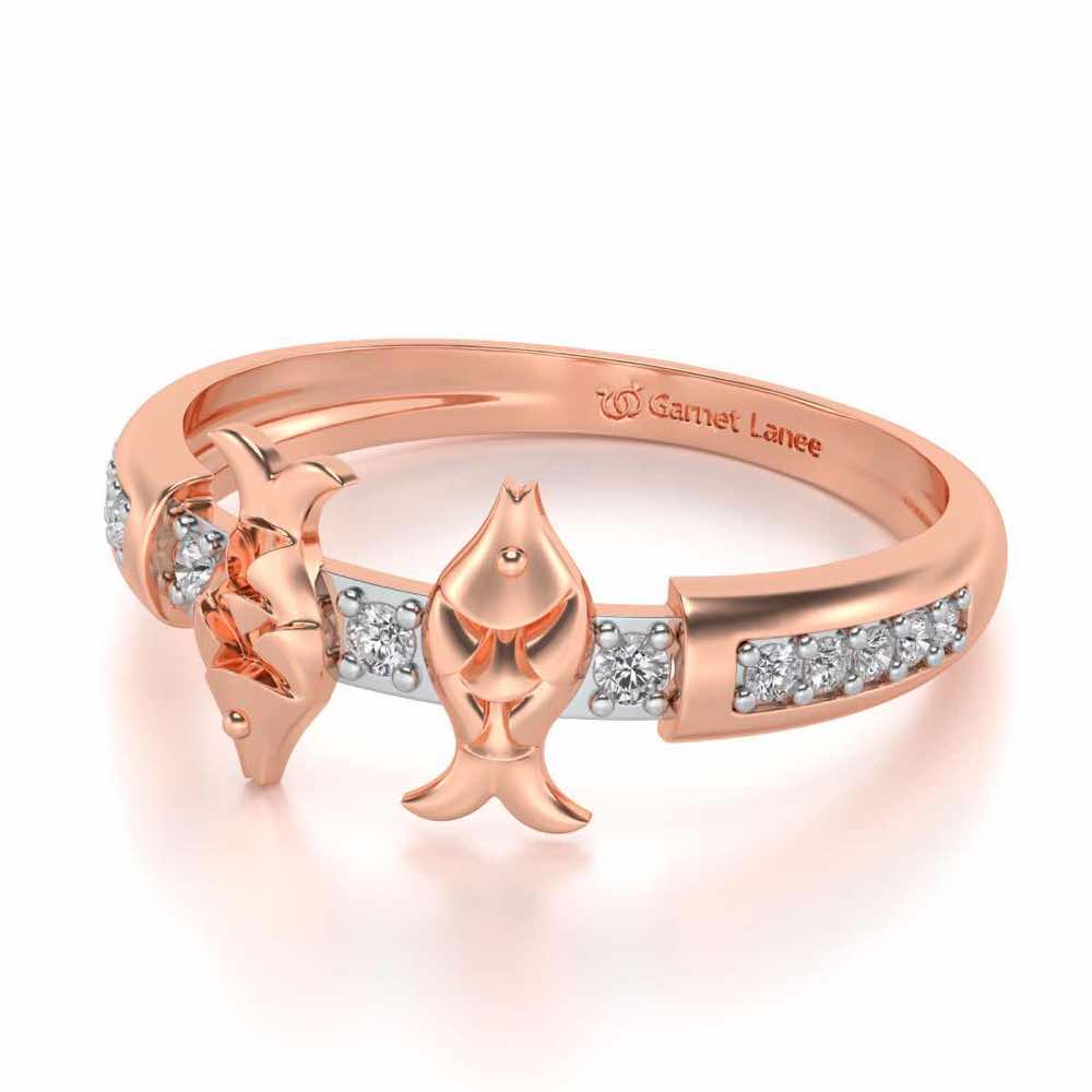 Pisces Silver Ring - Rose Gold - Image 3