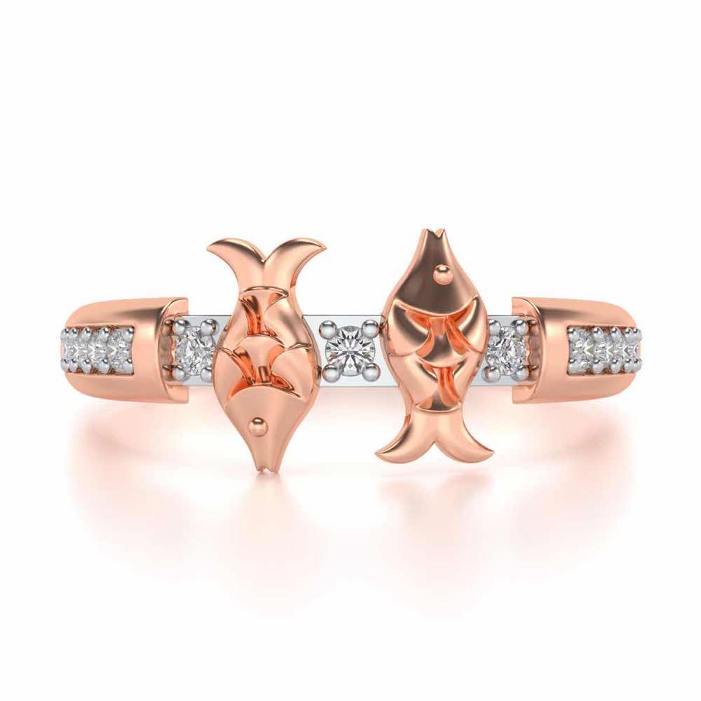 Pisces Silver Ring - Rose Gold - Image 5
