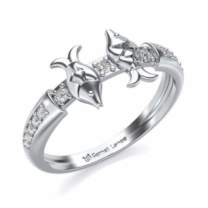Pisces Silver Ring - White Gold - Image 1