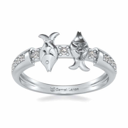 Pisces Silver Ring - White Gold - Image 2