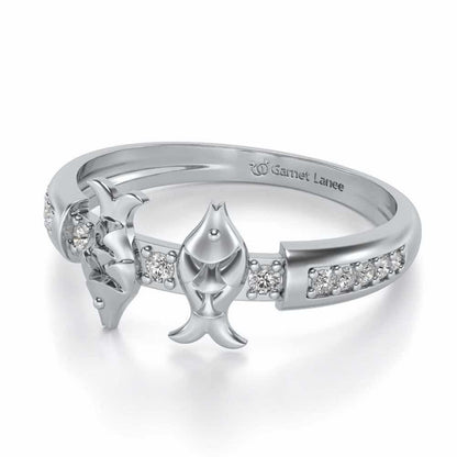 Pisces Silver Ring - White Gold - Image 3