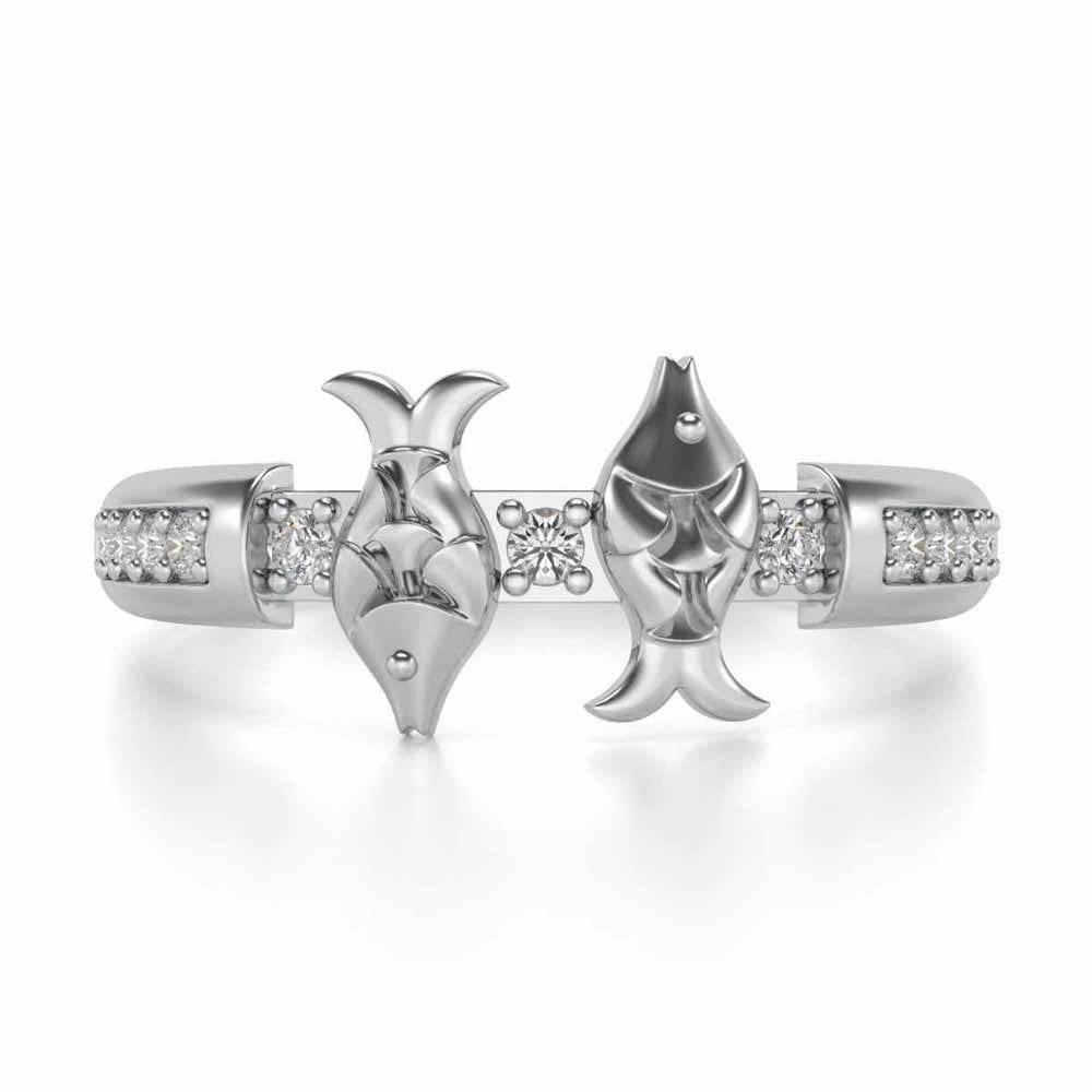 Pisces Silver Ring - White Gold - Image 5