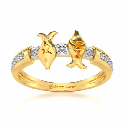 Pisces Silver Ring - Yellow Gold - Image 2