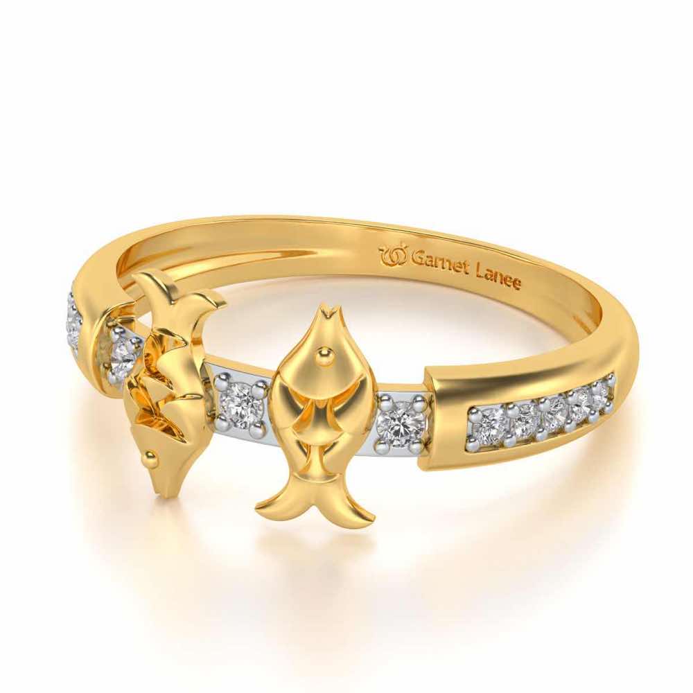 Pisces Silver Ring - Yellow Gold - Image 3
