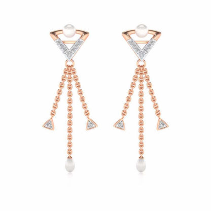 Placid Silver Dangler Earrings - Rose Gold - Image 1