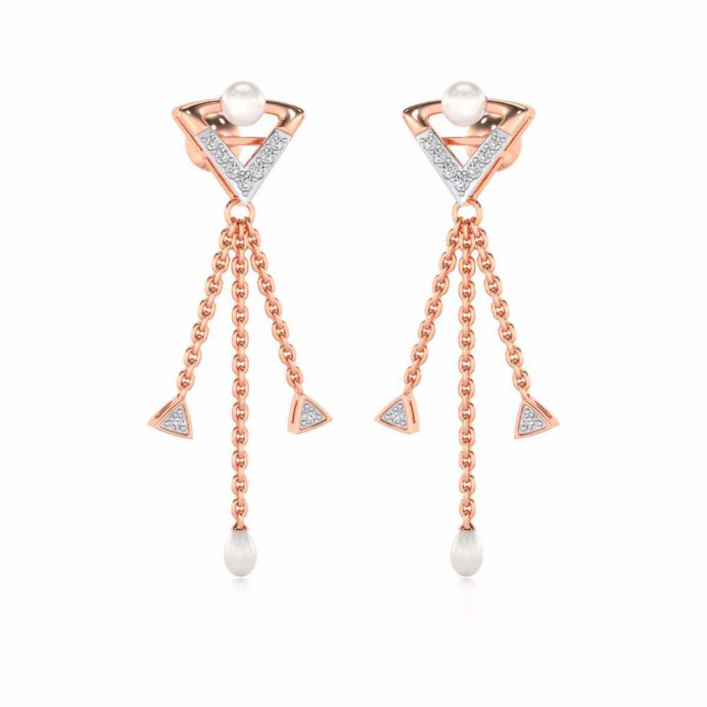 Placid Silver Dangler Earrings - Rose Gold - Image 2
