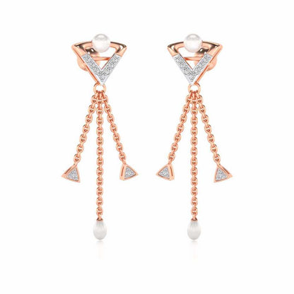 Placid Silver Dangler Earrings - Rose Gold - Image 2