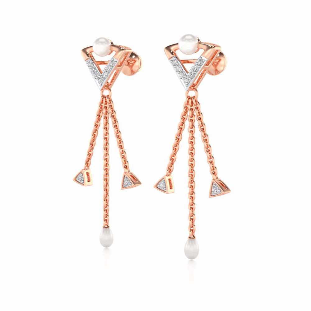 Placid Silver Dangler Earrings - Rose Gold - Image 3