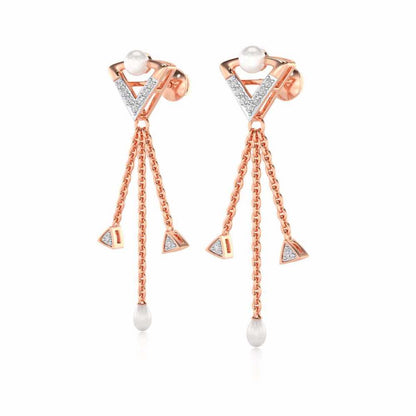 Placid Silver Dangler Earrings - Rose Gold - Image 3
