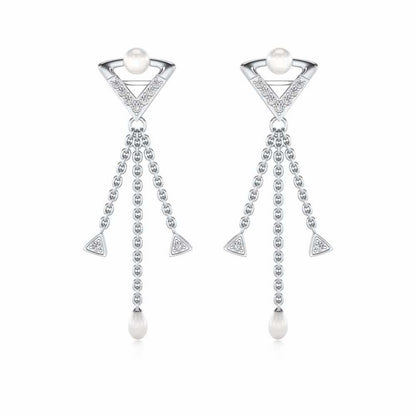 Placid Silver Dangler Earrings - White Gold - Image 1