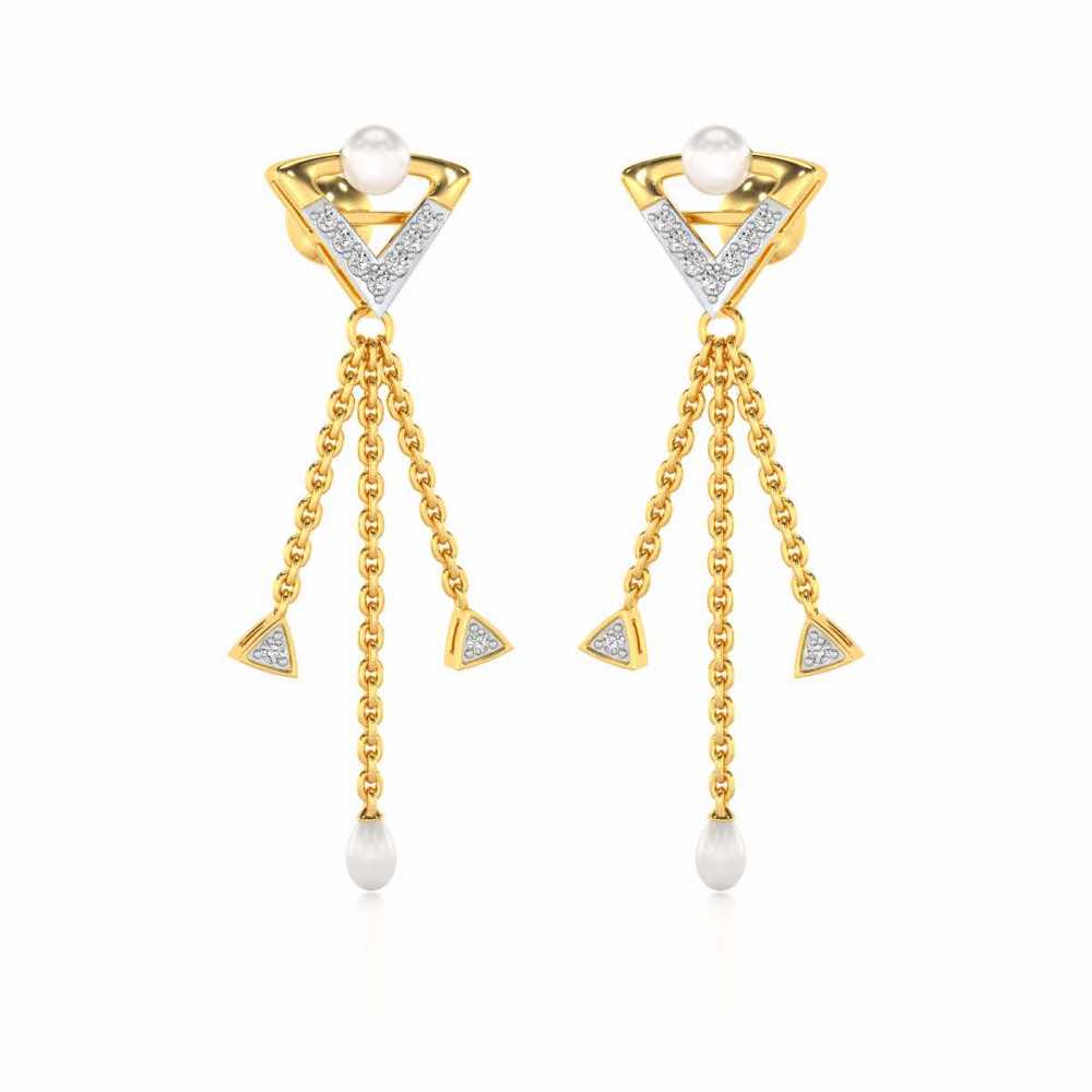 Placid Silver Dangler Earrings - Yellow Gold - Image 2