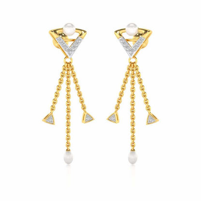 Placid Silver Dangler Earrings - Yellow Gold - Image 2