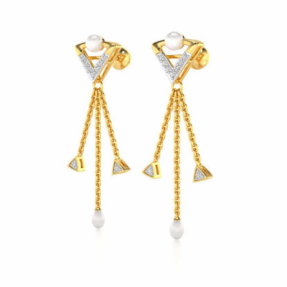 Placid Silver Dangler Earrings - Yellow Gold - Image 3
