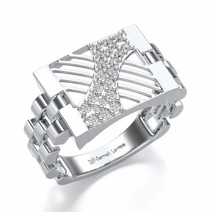 Placid Silver Ring For Men - White Gold - Image 1