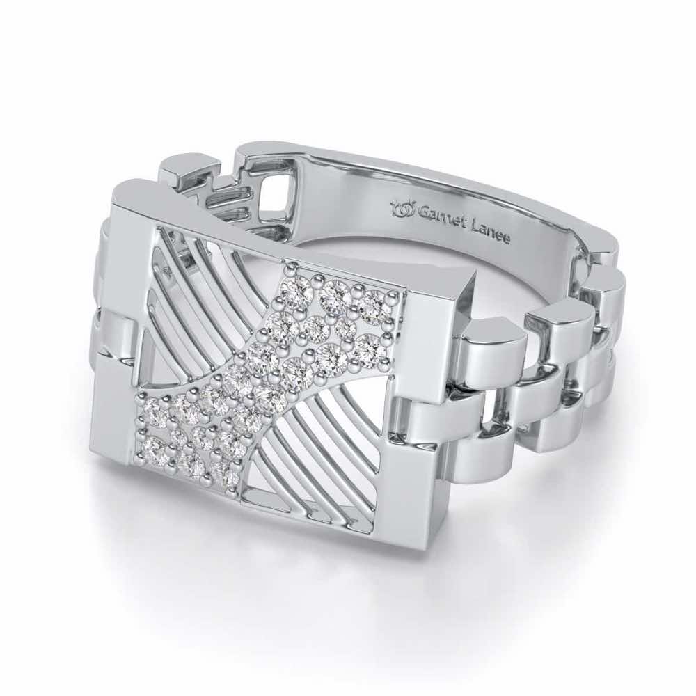 Placid Silver Ring For Men - White Gold - Image 2