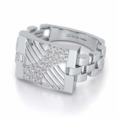 Placid Silver Ring For Men - White Gold - Image 2