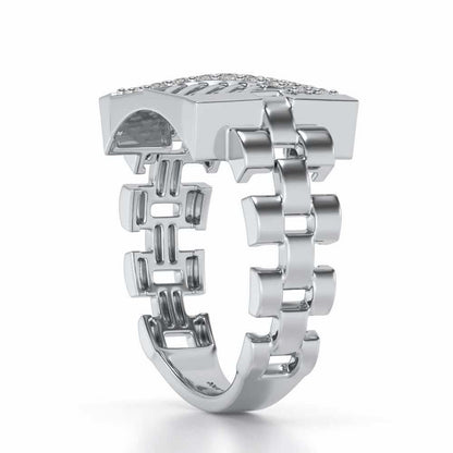 Placid Silver Ring For Men - White Gold - Image 3