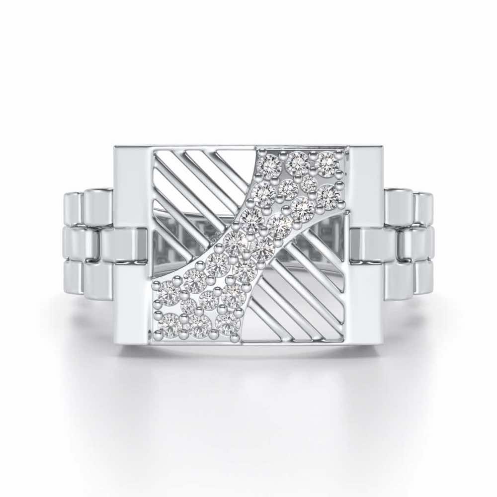 Placid Silver Ring For Men - White Gold - Image 4