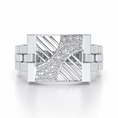 Placid Silver Ring For Men - White Gold - Image 4