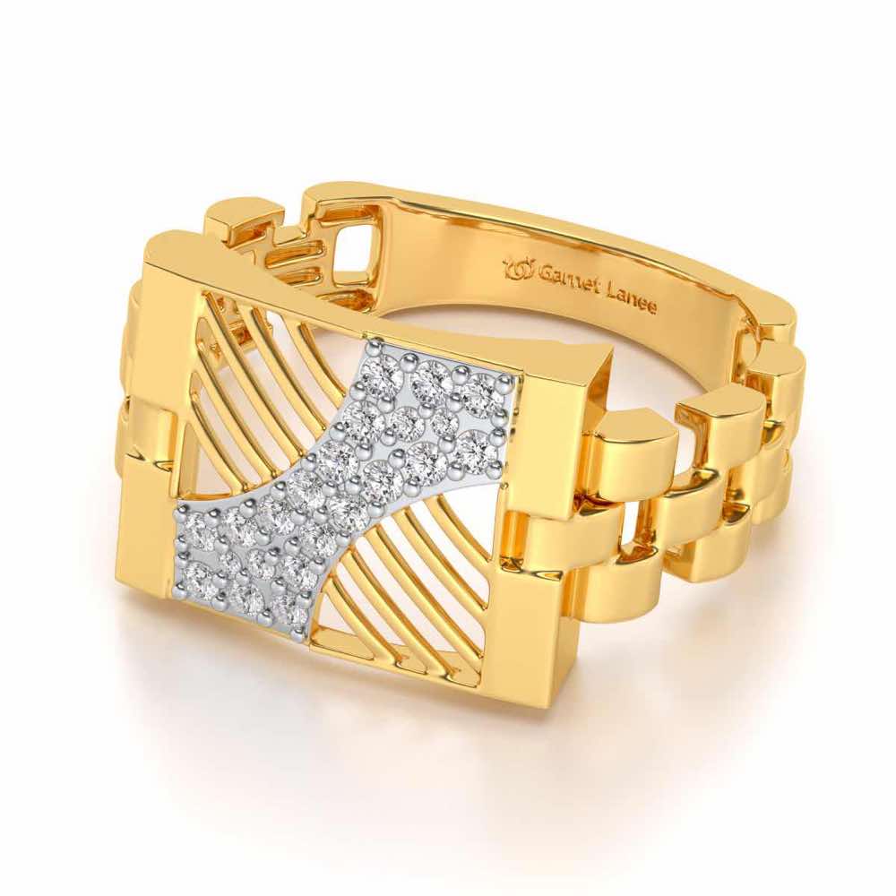 Placid Silver Ring For Men - Yellow Gold - Image 2