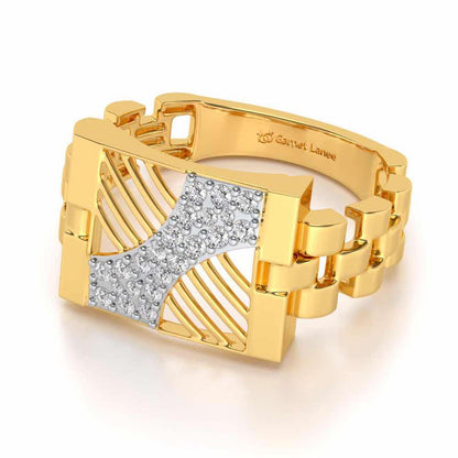 Placid Silver Ring For Men - Yellow Gold - Image 2