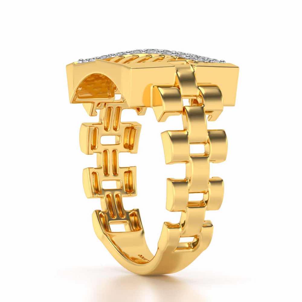 Placid Silver Ring For Men - Yellow Gold - Image 3